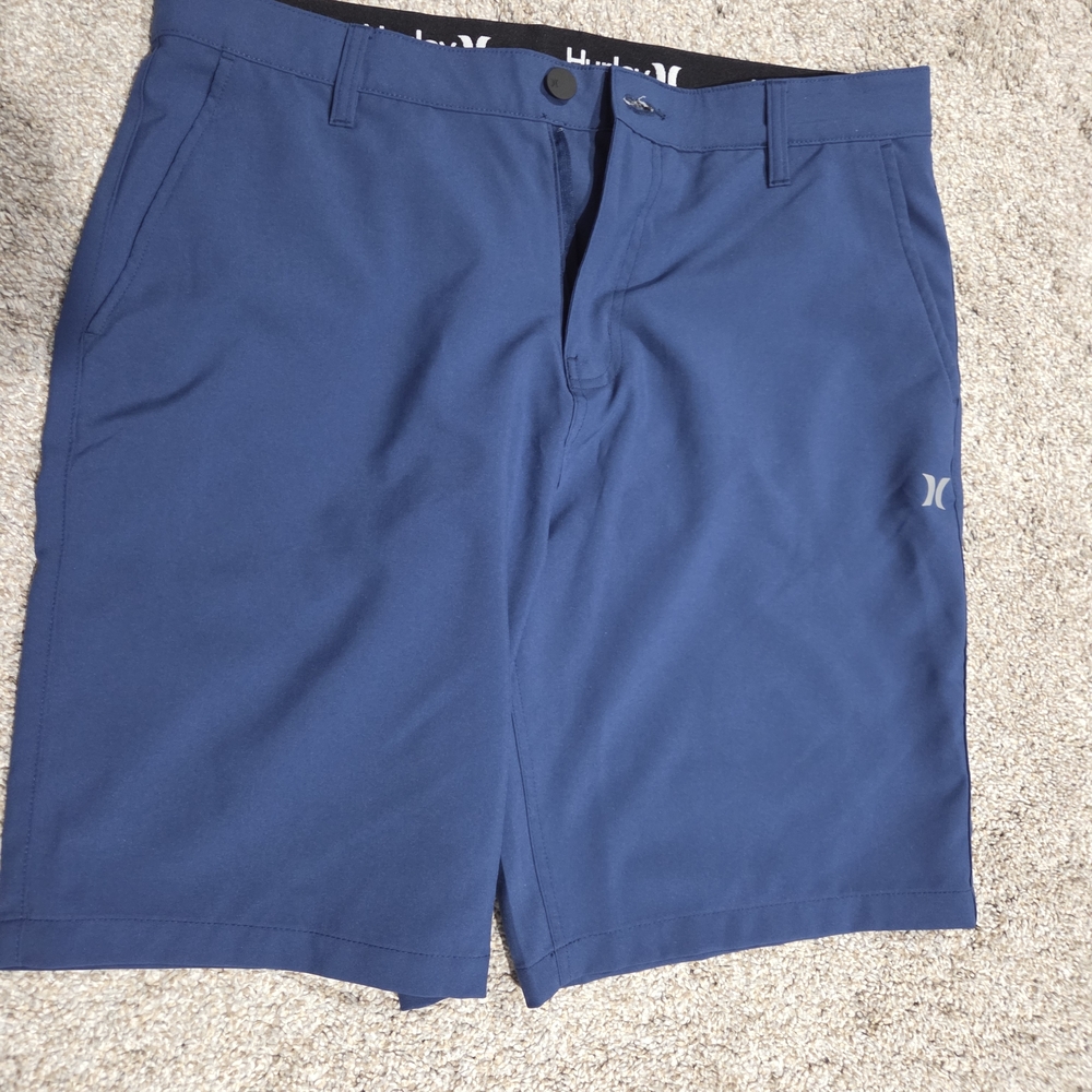 Hurley Men's Solid Blue Flat Front Shorts